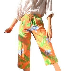 EUC Ralph Lauren Orange Floral Cropped Pants, Size 16